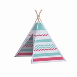 Namiot drewniany Tipi niebiesko-czerwony John