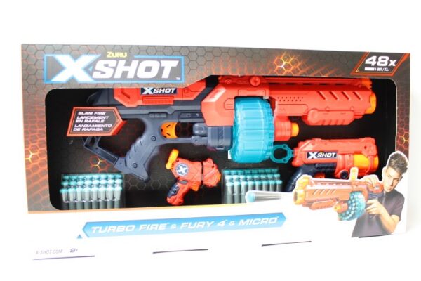 Zestaw miotaczy strzałek ZURU X-SHOT EXCEL COMBO PACK - TURBO FIRE + FURY 4 + MICRO pakiet wyrzutni 48 strzałek (36345)