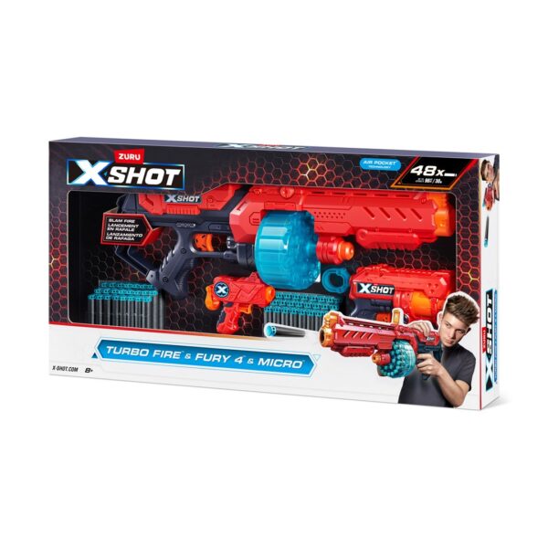 Zestaw miotaczy strzałek ZURU X-SHOT EXCEL COMBO PACK - TURBO FIRE + FURY 4 + MICRO pakiet wyrzutni 48 strzałek (36345)
