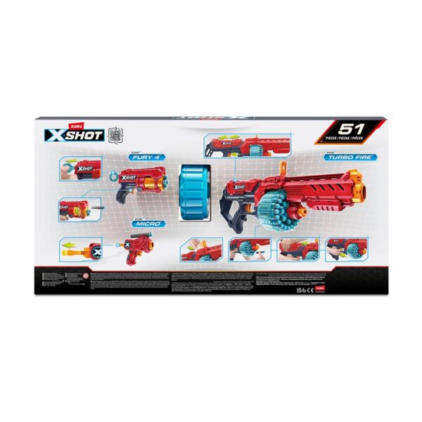 Zestaw miotaczy strzałek ZURU X-SHOT EXCEL COMBO PACK - TURBO FIRE + FURY 4 + MICRO pakiet wyrzutni 48 strzałek (36345)