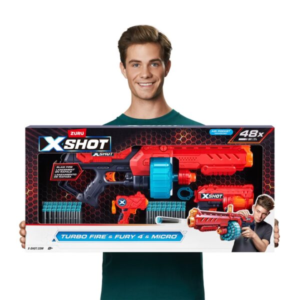 Zestaw miotaczy strzałek ZURU X-SHOT EXCEL COMBO PACK - TURBO FIRE + FURY 4 + MICRO pakiet wyrzutni 48 strzałek (36345)